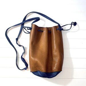 Baggu for Ofakind Leather Color Block Drawstring Bucket Bag